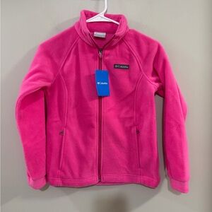 NWT Girls Columbia Bright Pink Fleece Jacket. Size M (10-12)
